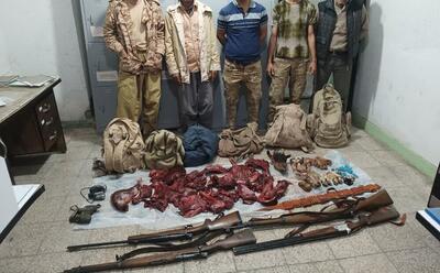 بازداشت شکارچی متخلف همراه با لاشه ۱۸ حیوان وحشی