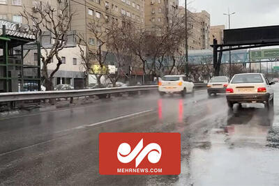 تصاویری از بارش باران در تهران و وضعیت روان ترافیکی معابر