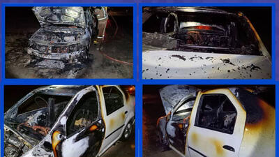 خودرو تندر ۹۰ در آتش سوخت / در خرمشهر رخ داد + عکس