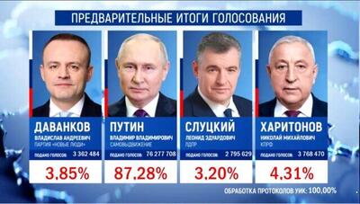 انتشار نتایج رسمی انتخابات روسیه