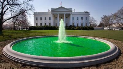 (ویدئو) فواره کاخ سفید سبز شد