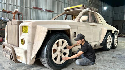 (ویدئو) نمایی دیدنی از ساخت یک خودروی رولز رویس چوبی توسط هنرمند چینی