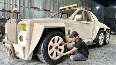 نمایی دیدنی از ساخت یک خودروی رولز رویس چوبی توسط هنرمند چینی (فیلم)