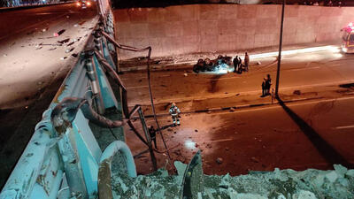 عکس های وحشتناکترین تصادف تهران در عید / سقوط مرگبار سراتو از یادگار امام داخل زیر گذر / ماشین مچاله و منفجر شد