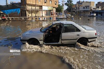 تصاویری از آب‌گرفتگی شدید در خیابان‌های اهواز