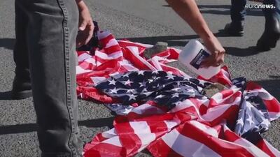 (ویدئو) آتش زدن پرچم آمریکا در پورتوریکو