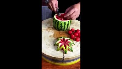 سبدی از هندوانه بسازید + فیلم