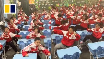 (ویدئو) رقص پرشور دانش آموزان یک مدرسه ابتدایی