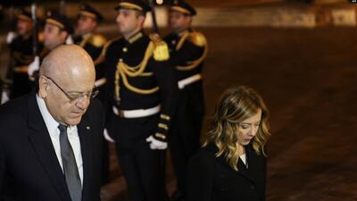 ببینید | اشتباه عجیب رئیس‌جمهور لبنان مقابل نخست وزیر زن ایتالیا