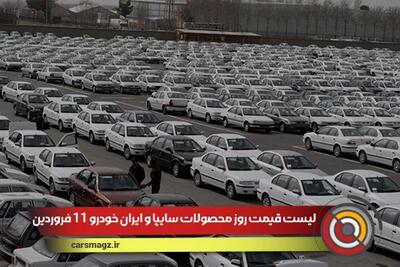 لیست قیمت روز محصولات سایپا و ایران خودرو 11 فروردین