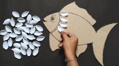 ایده بی نظیر کاردستی آویز دیوار به شکل ماهی با وسایل بازیافتی!