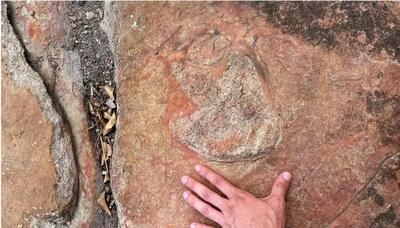 کشف نقاشی های صخره ای ۹ هزار ساله در میان ردپای دایناسورها 