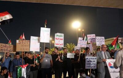 تظاهرات  شبانه صدها عراقی‌ها در حمایت از مردم غزه
