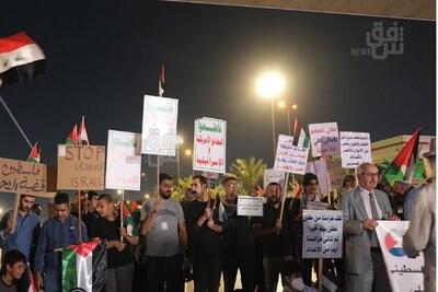 تجمع صدها عراقی در میدان التحریر بغداد در حمایت از مردم غزه