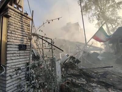 تصاویری از ساختمان تخریب شده کنسولگر ایران بر اثر حمله هوایی اسرائیل