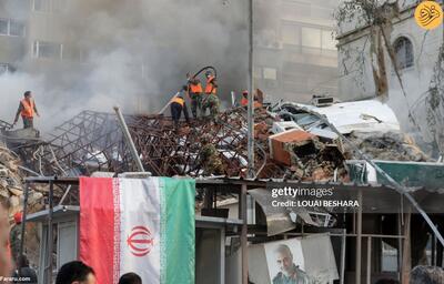 (تصاویر) حمله اسرائیل به بخش کنسولی سفارت ایران در دمشق