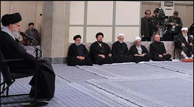 سیدحسن خمینی و سیدمجتبی خامنه‌ای در دیدار مسئولان نظام با رهبری+عکس