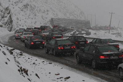 ببینید | بارش برف بهاری در گردنه گدوک؛ تهران - مازندران