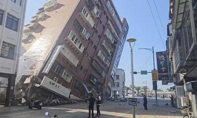 ویدئو| لحظه باخاک یکسان‌شدن ساختمان در زلزله تایوان!