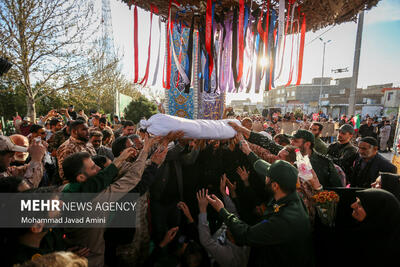 مراسم تشییع و تدفین پیکر مطهر شهید گمنام در روستای کورانه قزوین
