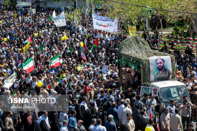 تشییع شهید محسن صداقت در راهپیمایی روز قدس قم