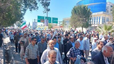 حضور پرشور مردم بوشهر در حمایت از مردم مظلوم فلسطین با زبان روزه