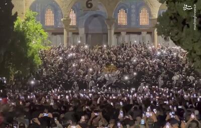 فیلم/ حضور ۷۰ هزار نمازگزار فلسطینی در مسجد الاقصی