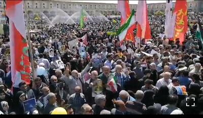 حضور یکپارچه مردم اصفهان در میدان امام برای دفاع از فلسطین