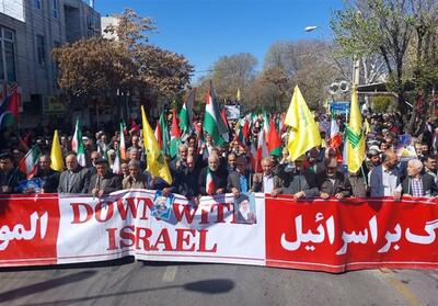زنجانی‌ها در حمایت از مردم فلسطین به خیابان‌ها آمدند - تسنیم