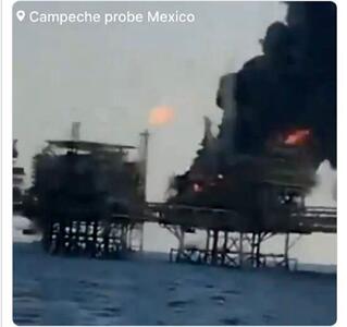 وقوع انفجار شدید در یک سکوی نفتی در جنوب مکزیک + فیلم