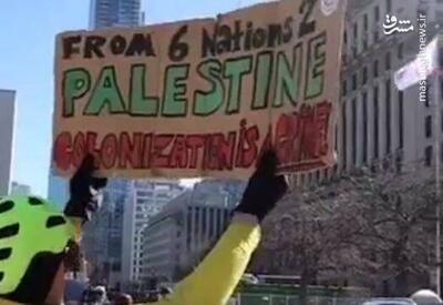 فیلم/ فریاد حمایت از فلسطین مقابل کنسولگری آمریکا در کانادا