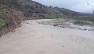 فیلم/ طغیان رودخانه روستای «حسن آباد» دلفان