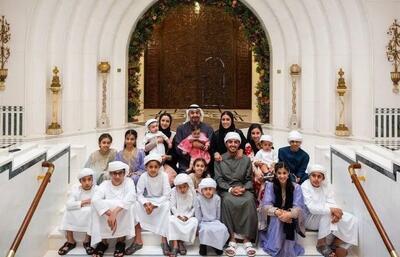 عکسی از خانواده پرجمعیت رئیس دولت امارات