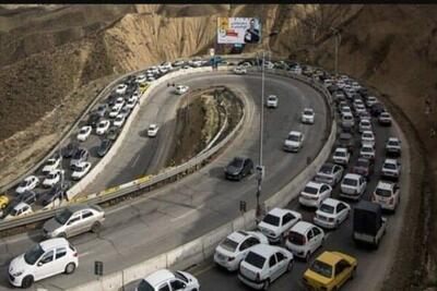 وضعیت جاده‌ها /  ترافیک پرحجم در محور کندوان به سمت کرج - تهران