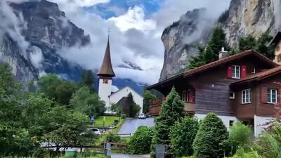 ببینید / آهنگ بی کلام آرامش بخش با منظره بهاری روستایی در سوئیس +فیلم