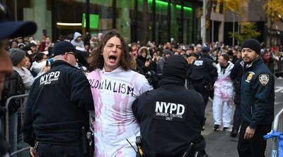 درگیری پلیس نیویورک با معترضان حامی فلسطین