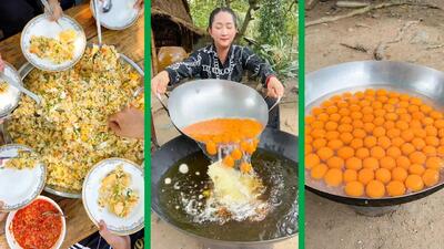 (ویدئو) غذای روستایی در تایلند؛ پخت 7 کیلو پلو مرغ و تخم مرغ