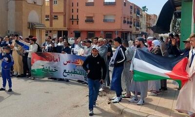راهپیمایی در ۵۴ شهر مراکش در حمایت از ساکنان غزه