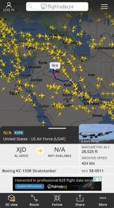همزمان با حمله نظامی ایران به اسرائیل، هواپیمای نظامی آمریکا در آسمان عراق دیده شد (+عکس)