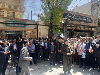 تجمع مردم سنندج در حمایت از پاسخ موشکی ایران به اسرائیل+ عکس