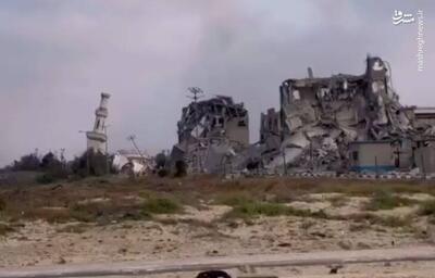 فیلم/ ویرانی گسترده در برج‌های مسکونی اسرا در اردوگاه النصیرات