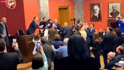 فیلم/ کتک‌کاری شدید درد پارلمان گرجستان