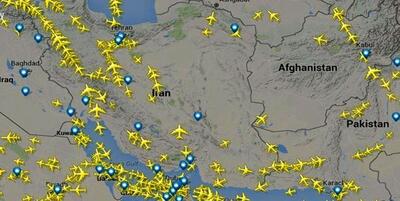 نقشه هوایی پرواز هواپیماهای آسمان ایران هم اکنون