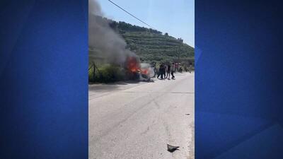 فیلم/حمله پهپاد اسرائیلی به خودروی غیرنظامی در لبنان