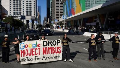 (ویدئو) اعتراض کارکنان گوگل به حمایت این شرکت از اسرائیل