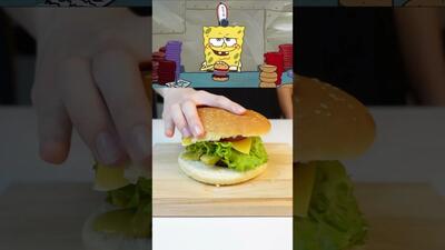 من تونستم ساندویچ آقای خرچنگ رو مدل باب اسفنجی درست کنم !