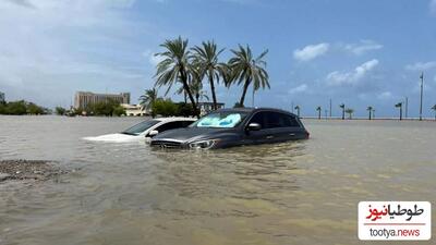 تصاویر آخرالزمانی از بارش بی سابقه باران در دبی | دبی در آب غرق شد!!!