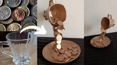 ساخت بهترین ایده وسیله دکوری خانه با سکه و فنجان !