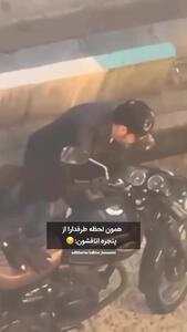 فیلم لو رفته از شهاب حسینی در حال موتورسواری با چهره ناشناس در خیابانها