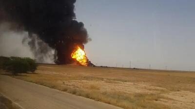 (ویدئو) آتش‌سوزی در خط لوله انتقال نفت خام در سوریه
